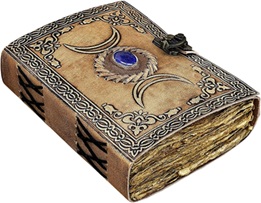 Grimoire en cuir avec triple lune celtique, pour homme et femme - Journal livre des ombres wicca avec pages vierges non lignées