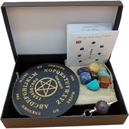 Lot de pendules de poche en améthyste avec pierres précieuses 7 chakras dans une boîte cadeau | Métaphysique, ésotérisme, sorcellerie